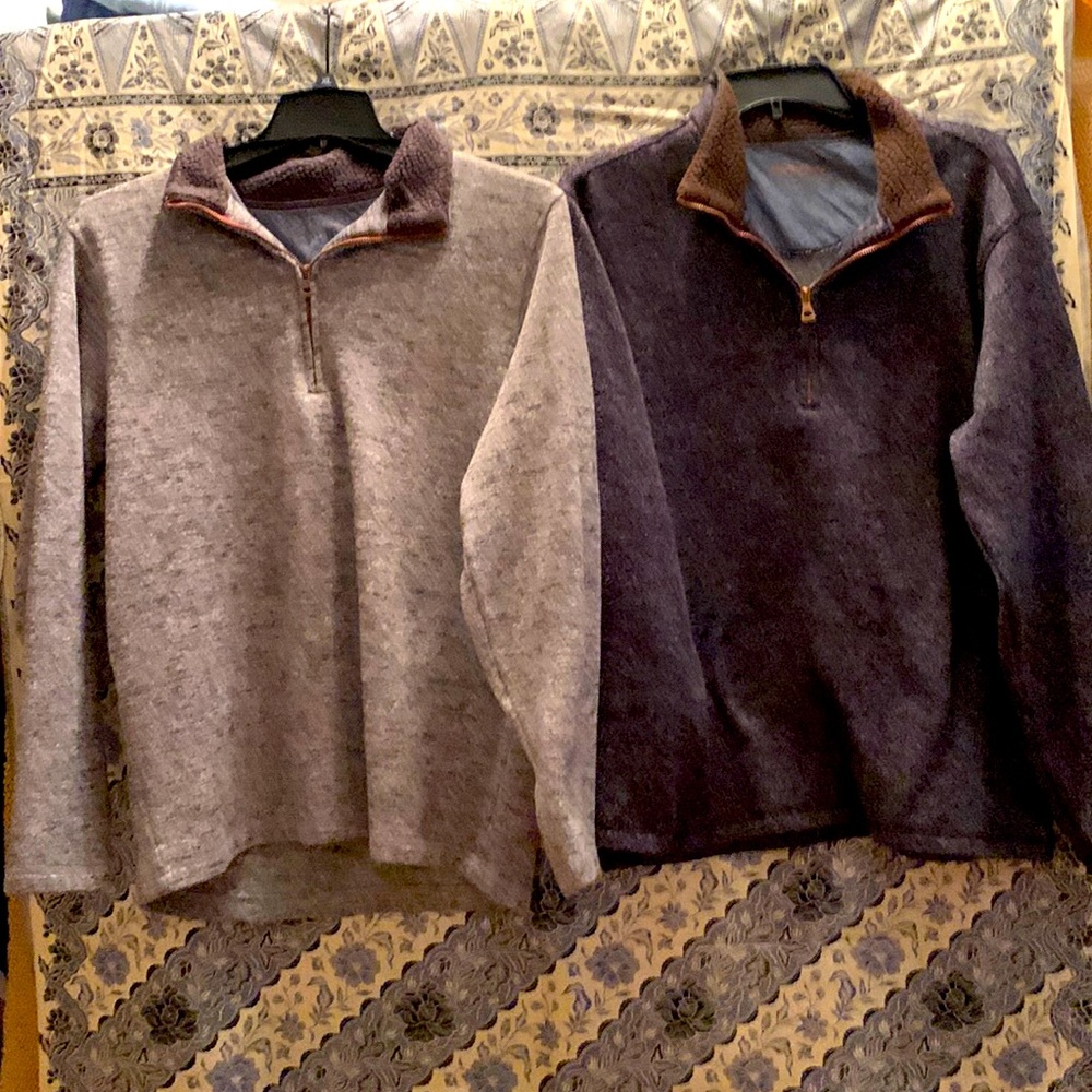 2 ORIGINAL WEATHERPROOF VINTAGE fleece pullover sweaters with quarter zipper